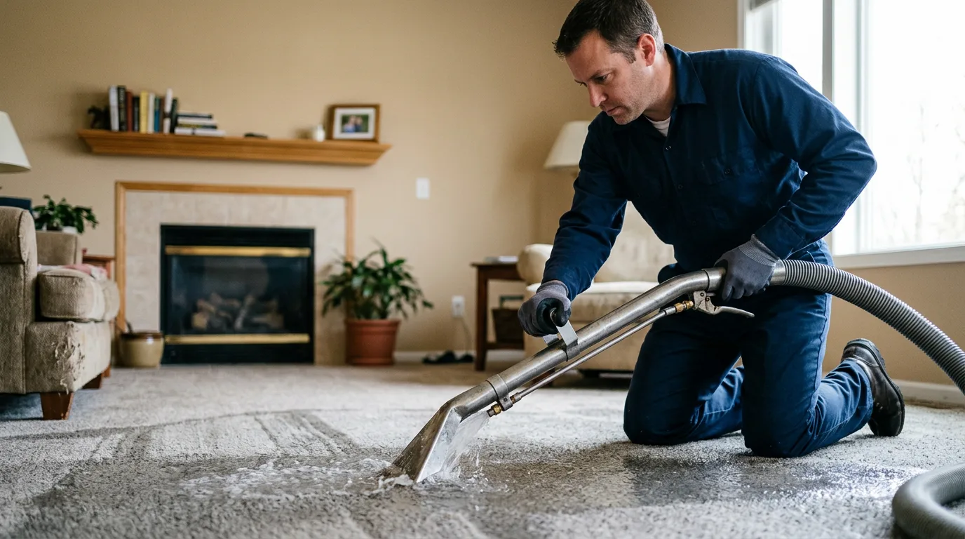 Water damage restoration technician working near Brentford, SD